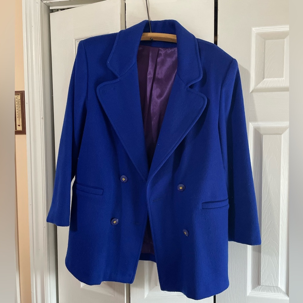Women's Blue Double-Breasted Coat